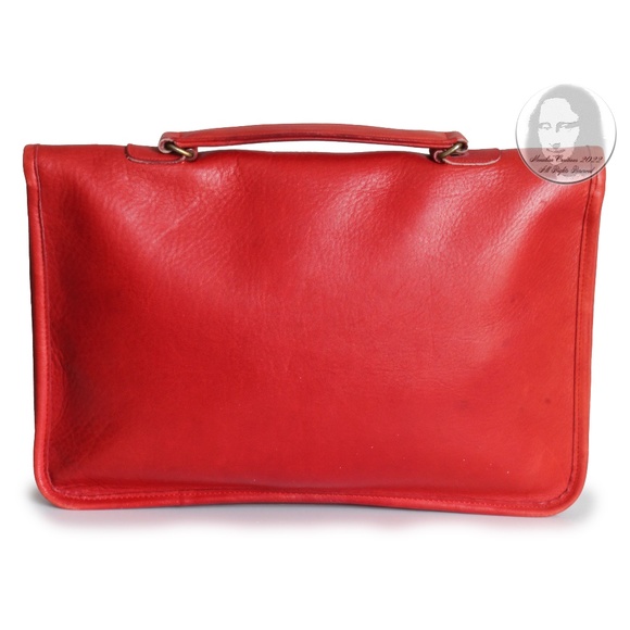 Vintage Coach Bag Handle Clutch Portfolio Red Leather Rare Pre Creed 1970s NYC - Picture 11 of 17